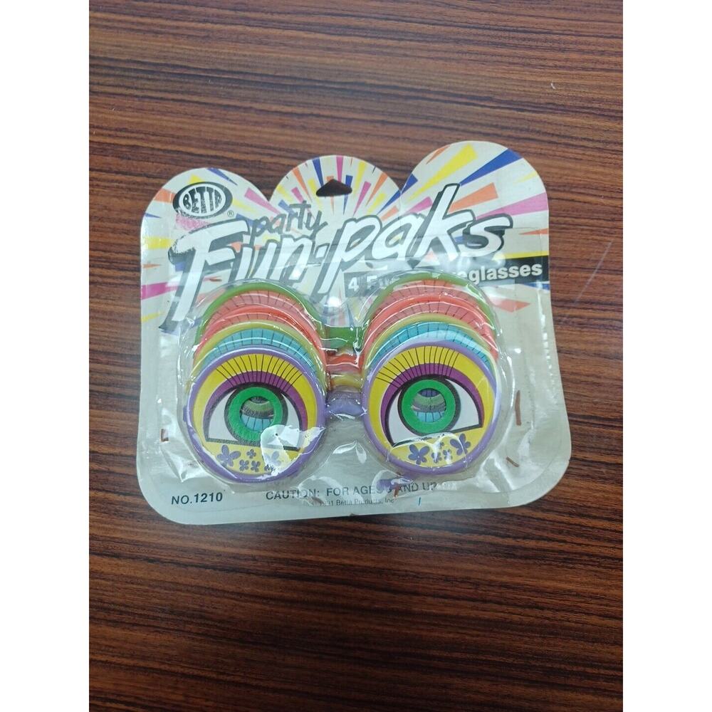 Vintage 1991 Betta Funny Glasses Fun-Paks Party Colorful Wacky Crazy Eyes